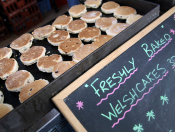 Image of Welsh cakes on a bakery stall